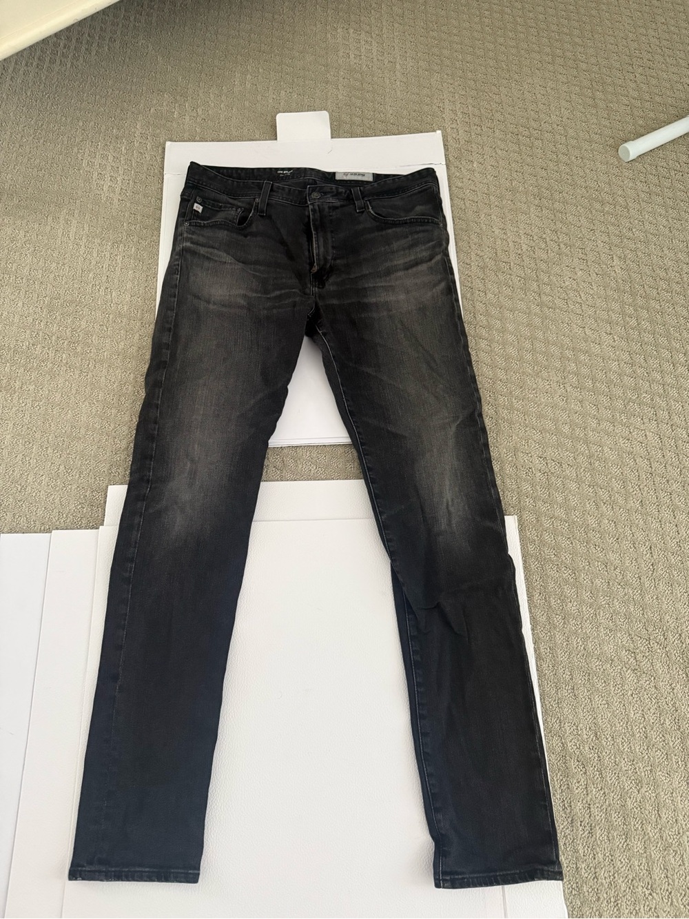 AG Adriano Goldschmied Men's Skinny Washed Black Jeans